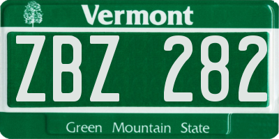 VT license plate ZBZ282