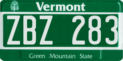 VT license plate ZBZ283
