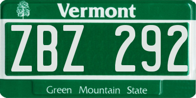 VT license plate ZBZ292
