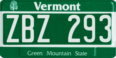 VT license plate ZBZ293