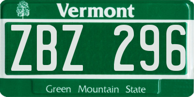 VT license plate ZBZ296