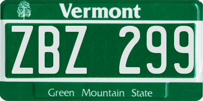 VT license plate ZBZ299