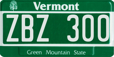 VT license plate ZBZ300