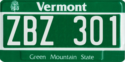 VT license plate ZBZ301