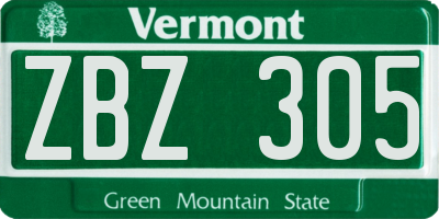 VT license plate ZBZ305