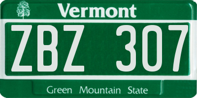 VT license plate ZBZ307