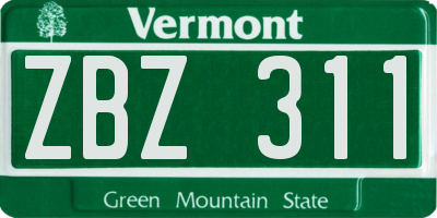 VT license plate ZBZ311