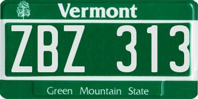 VT license plate ZBZ313
