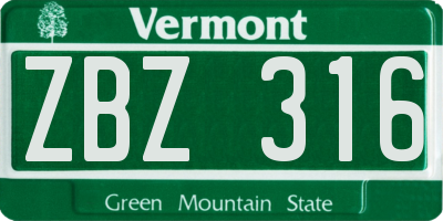 VT license plate ZBZ316