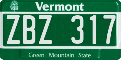VT license plate ZBZ317