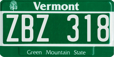 VT license plate ZBZ318