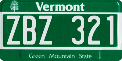 VT license plate ZBZ321