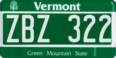 VT license plate ZBZ322