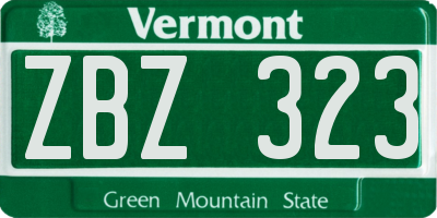 VT license plate ZBZ323