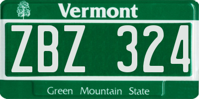 VT license plate ZBZ324