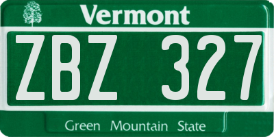 VT license plate ZBZ327