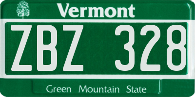 VT license plate ZBZ328