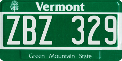 VT license plate ZBZ329