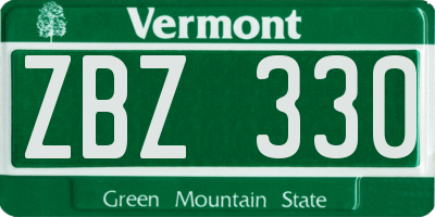 VT license plate ZBZ330