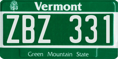 VT license plate ZBZ331