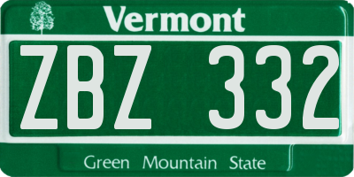 VT license plate ZBZ332