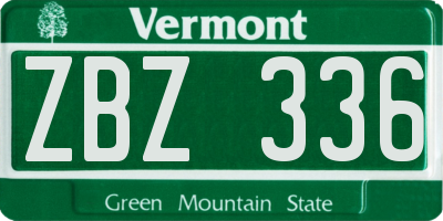 VT license plate ZBZ336