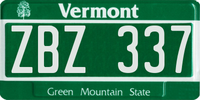 VT license plate ZBZ337