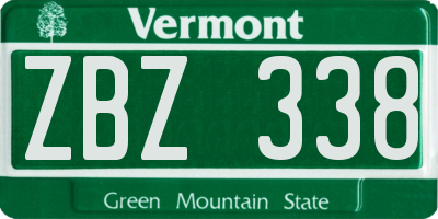 VT license plate ZBZ338