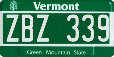VT license plate ZBZ339
