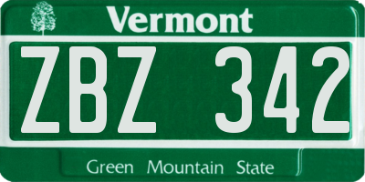 VT license plate ZBZ342