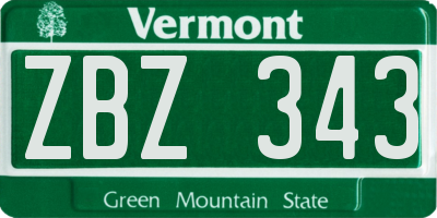 VT license plate ZBZ343