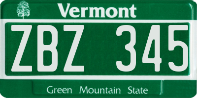 VT license plate ZBZ345