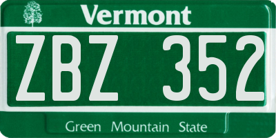 VT license plate ZBZ352