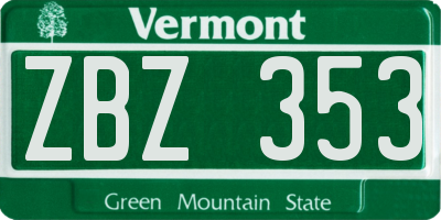 VT license plate ZBZ353