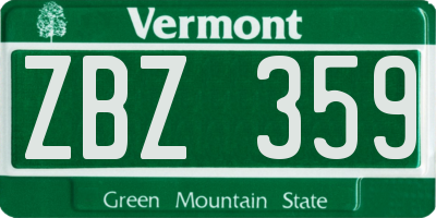 VT license plate ZBZ359