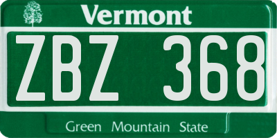 VT license plate ZBZ368