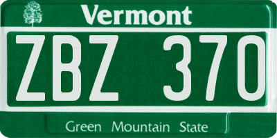 VT license plate ZBZ370