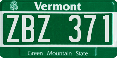 VT license plate ZBZ371