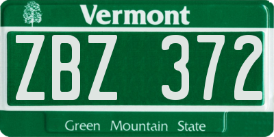 VT license plate ZBZ372