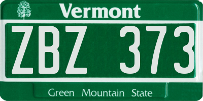 VT license plate ZBZ373