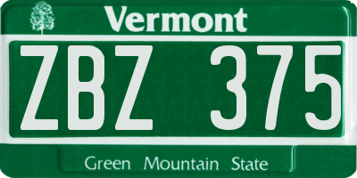 VT license plate ZBZ375
