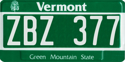 VT license plate ZBZ377