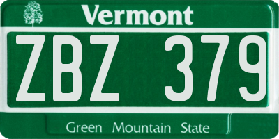 VT license plate ZBZ379
