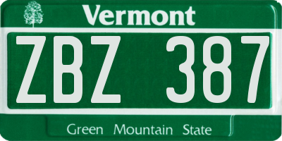 VT license plate ZBZ387