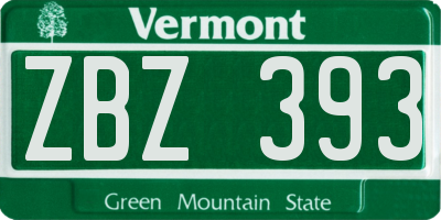 VT license plate ZBZ393