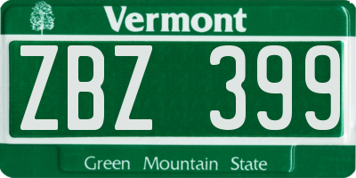 VT license plate ZBZ399