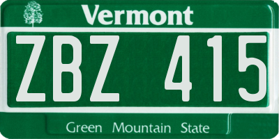 VT license plate ZBZ415