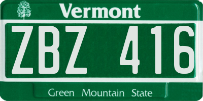 VT license plate ZBZ416
