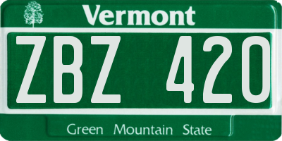 VT license plate ZBZ420