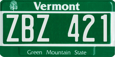 VT license plate ZBZ421